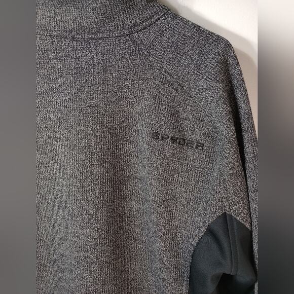 Spyder 1/4 Zip Fleece Lined Pullover Jacket Sweater Mid Weight Size L Large Gray - Picture 4 of 5